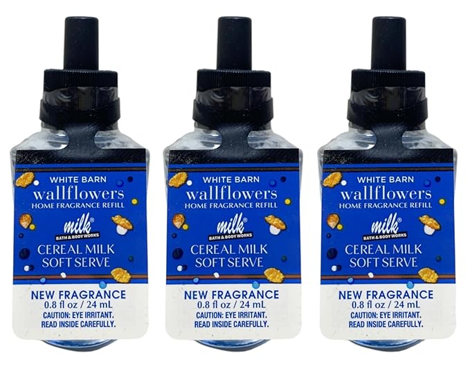 Bath & Body Works Cereal Milk Soft Serve 3 Wallflowers Home Fragrance Refill with a Natural Oats Sample Soap