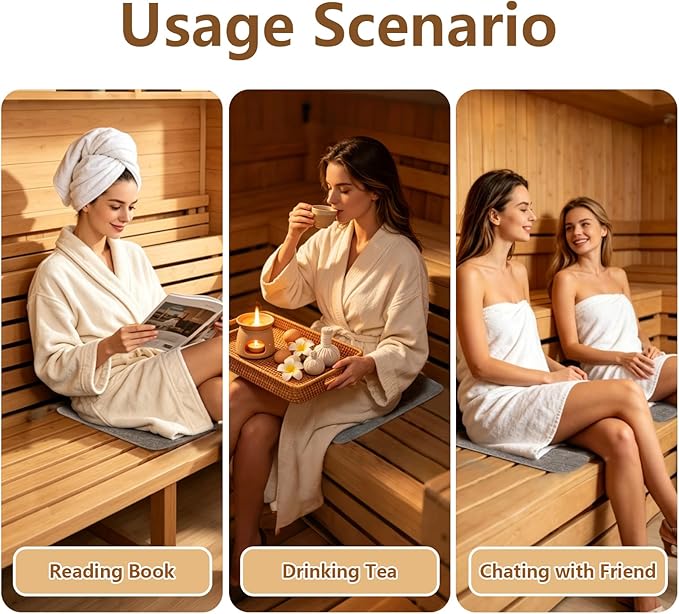 Felt Sauna Cusion, Felt Sauna Seat Cushion, 19.6 x 13in Sauna Mat for Inside Sauna, Portable Sauna Floor Mat Water Absorption Heat Insulation for Steam Room and Shower Rooms