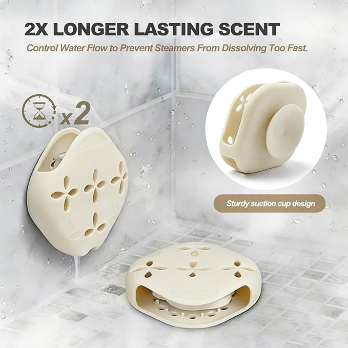 Silicone Shower Steamer Holder with Suction Cup - 3.28" Aromatherapy Steamer Tray for Shower Wall & Floor - Draining Soap Dish & Bath Bomb Hanger for Bathroom, Bedroom & Living Room - Easy Clean