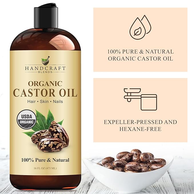 Handcraft Blends Castor Oil Pack Wrap | Organic Castor Oil 16 oz | Reusable Wraps | Roll on Bottle | Durable Comfortable Pack Wraps | Adjustable Elastic Straps| Neck and Stomach