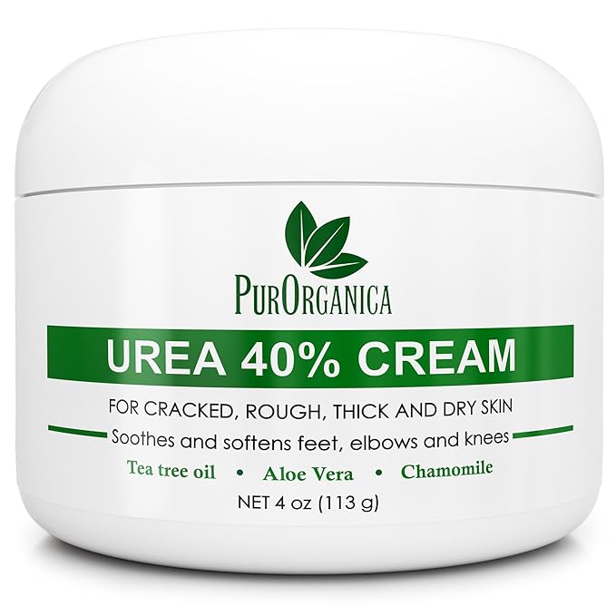 PurOrganica Urea Cream 40% – Made in USA, Maximum Strength Foot Cream for Dry, Cracked Heels, Corns, Calluses & Rough Feet, Exfoliating Moisturizer