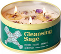 AOOVOO Sage Candle for Cleansing - 3 Wick 12oz Large Scented Candle with Crystals & Sage Leaves Inside, Soy Candles Non Toxic for Spiritual Gift, Aromatherapy Candle for Women Men Mother‘s Day