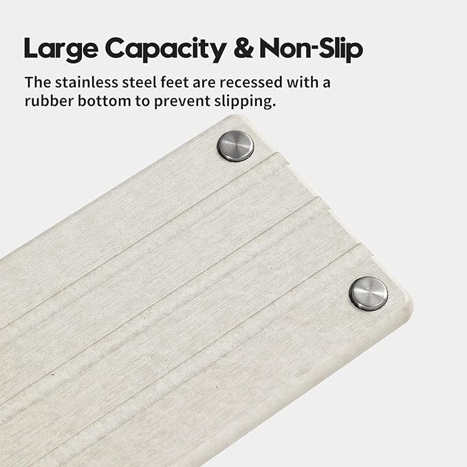 Razborci 2 Pack Fast Drying Water Absorbing Diatomite Stone Mat Tray for Kitchen & Bathroom Counter - Instant Dry Sink Caddy Organizer - Vanity Holder for Soap and Sponge – Beige Gray 10" x 4"