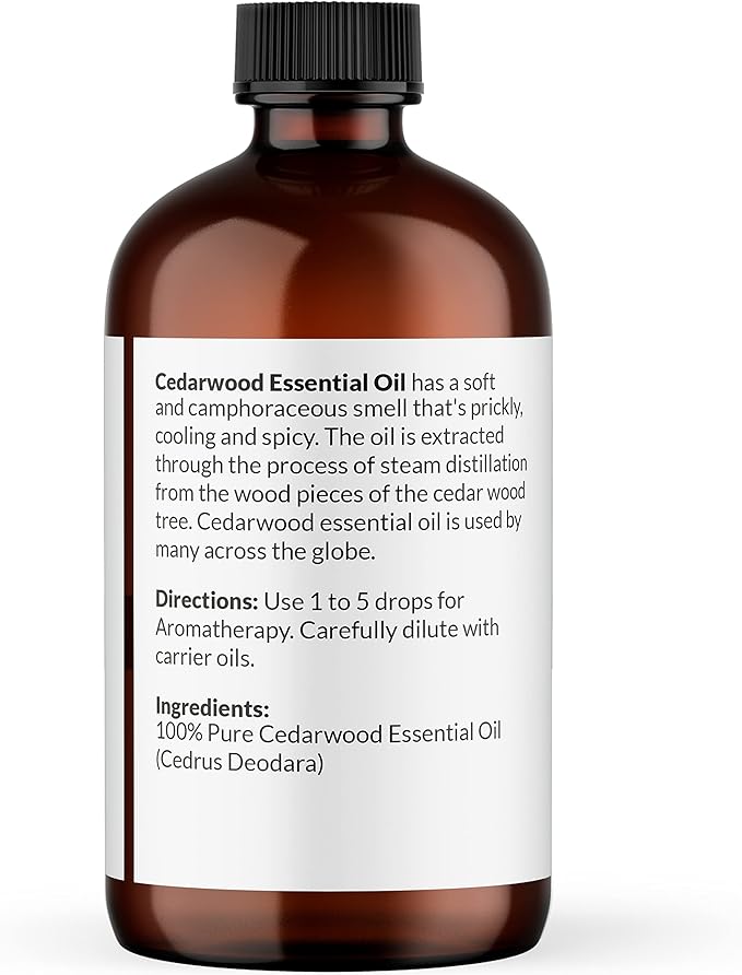 NaturoBliss Cedarwood Essential Oil – Huge 4 Fl Oz – 100% Pure and Natural – Premium Grade Essential Oil for Diffuser and Aromatherapy, Skin, Massage, Candle and Soap Making Fragrance