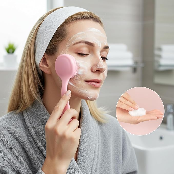 JJUNW 4 Pcs Silicone Face Brush for Cleansing, Waterproof Face Cleaning Scrubber Soft Bristles Wash Brush, Contour Faces Brushes Exfoliating Brushes for Blackheads Makeup Removal(Colorful)