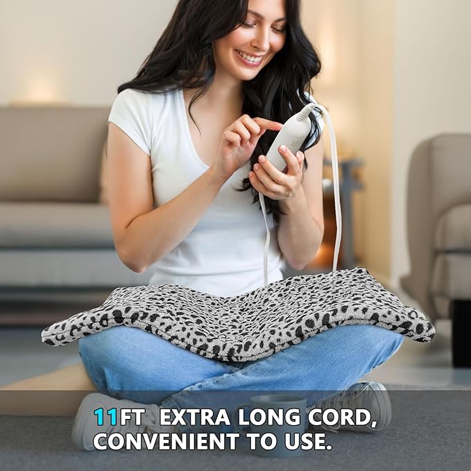 Heating Pad for Back Pain and Cramps Relief, Ultra Soft Microplush Heating Pad with 12 Heat Setting, Moist Heat Function and 1-24H Auto Shut Off, Stay on Function,12” x 24” Hot Heated Pad (Grey)