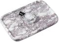 Karibiber Luxury Marble Vanity Tray, Bathroom Tray Countertop, Calacatta Marble/Stone, Home Decorative Dresser Organizer, Storage for Kitchen Sink, Perfume Jewelry Holder(Purple&White)