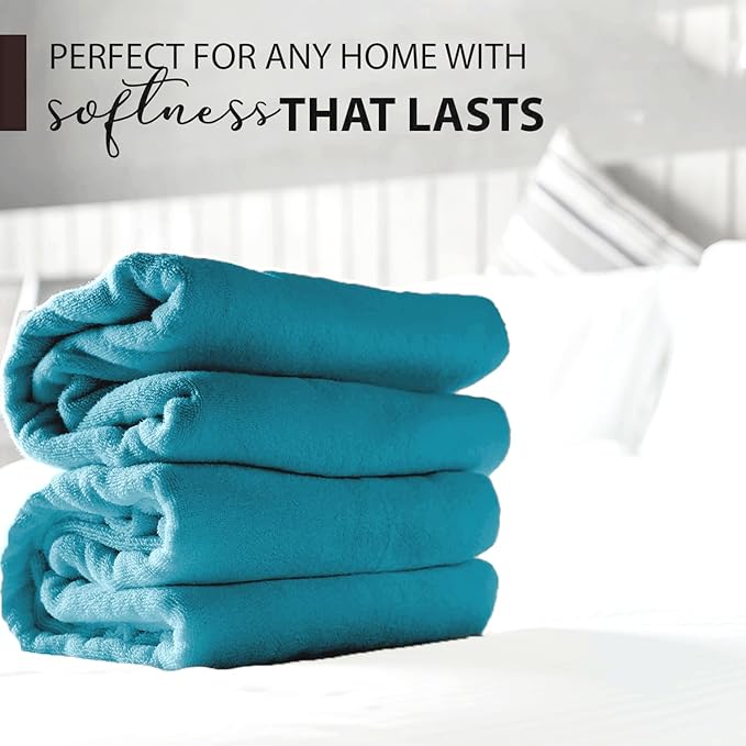 KAHAF COLLECTION 100% Cotton Bath Towels, 24x48 Pack of 6 Towels, Quick Dry, Highly Absorbent, Soft Feel Towel, Gym, Spa, Bathroom, Shower, Pool, Luxury Soft Towels (Teal, KC-2448-6-TEAL)