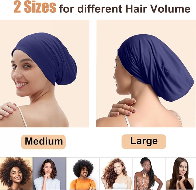 Satin Bonnet for Sleeping Night Cap, Adjustable Satin Lined Silk Bonnets Sleep Cap for Curly Hair Braids Beanie Black Women