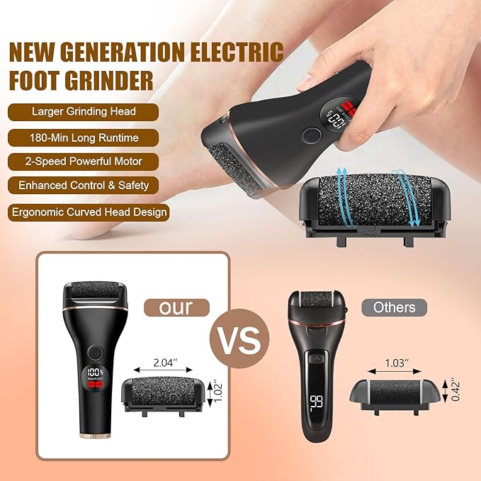 Electric Callus Remover for Feet, Rechargeable Waterproof Foot File Professional Foot Care Tools with 17-in-1 Pedicure Kit, Portable Callus Remover Kit to Remove Dead Skin Hard Skin Dry Cracks(Black)