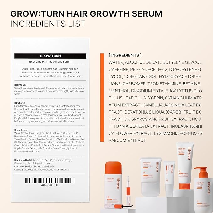 lilyeve GROWTURN Hair Growth Serum with Built-in Brush, Heartleaf-Derived Exosomes to Revitalize, Korean Hair Care, 3.38 fl. oz. (Pack of 2)