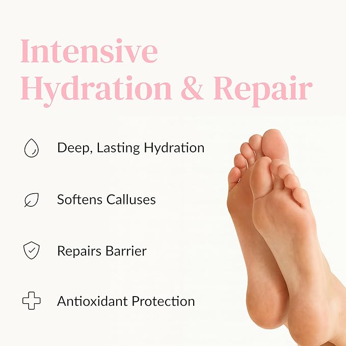 Epielle Moisturizing Foot Mask 6 Pairs, Soften with Sunflower Seed Oil & Vitamin E, Deep Moisturizing Socks for Dry, Cracked Feet, Self Care Gifts for Women, Spa Kit, Mothers Day Gifts