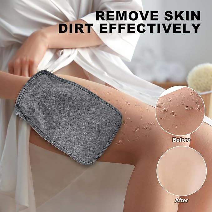 (Grey) 1PCS Durable Body Scrub, Dead Skin Remover & Body Scrubber Exfoliator, Body Exfoliating Gloves for Shower, washcloth exfoliating, exfoliating Glove for Smooth Skin