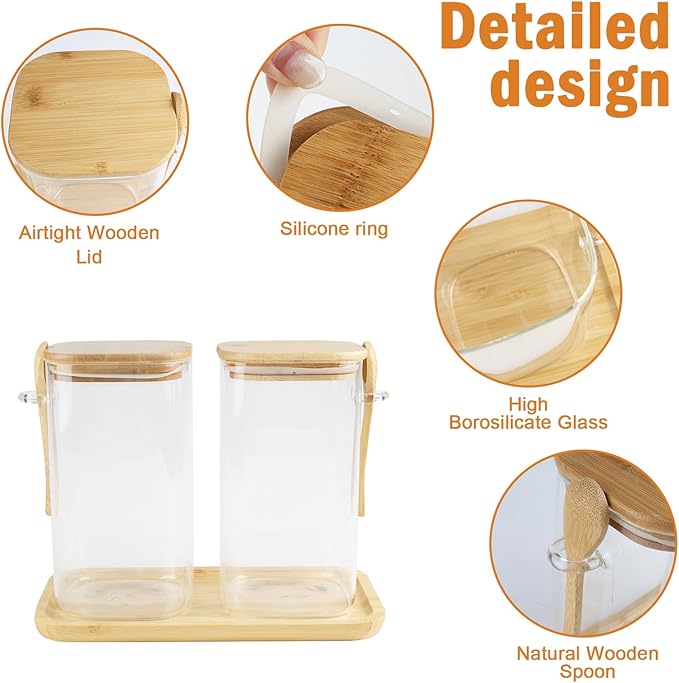 Glass Bath Salt Jars,40oz Bath Salt Container with Scoop and Airtight Lid,Clear Bathroom Salts Cellar Set for Jars with Tray,Labels and white Markers,Bathroom Decor Bathtub Accessories for Women