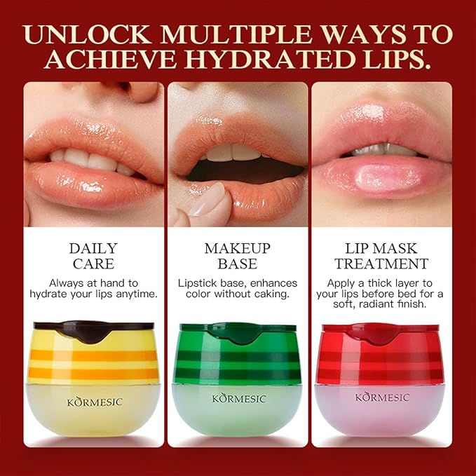 3PCS Bee Lip Balm Honey Pot, Moisturizing Avocado Propolis lip Mask,Hydrating Prevention Dry and Cracked Scrubs Exfoliator, Sleep Mask Reduces Lip