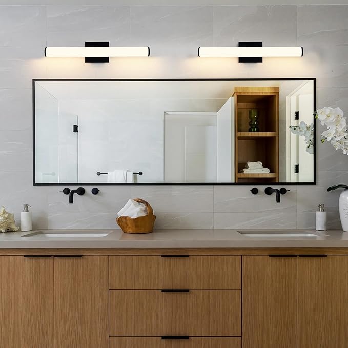 Bathroom Light Fixtures Over Mirror 22IN, 19W 5CCT Dimmable Modern Vanity Lights,Black Bar Vanity Light for Bathroom Mirror Restroom, Wall Light Fixtures Vanity Lighting