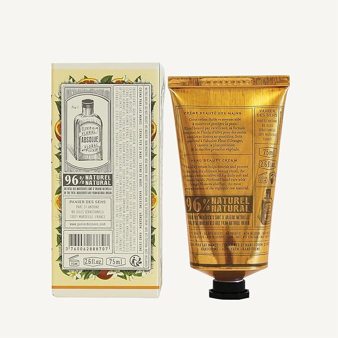 Panier des Sens – Orange Blossom Hand Cream – Moisturizing Hand Lotion for Dry Skin – Premium French Hand Cream, Softening Care for Women, 97% Natural Ingredients, 2.5 Fl Oz