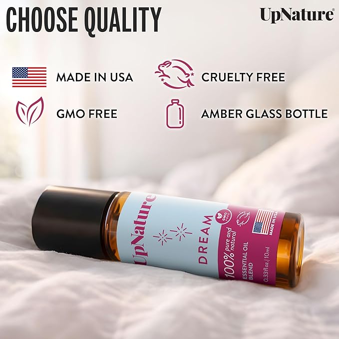 UpNature Dream Sleep Essential Oil Roll On – Natural Sleeping Blend with Lavender, Chamomile Aromatherapy Oils