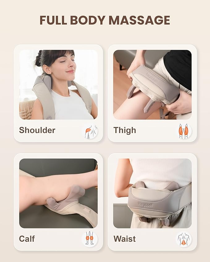 Heycool Cordless Neck Massager with Heat, FSA Eligible HSA 4D Deep Kneading Neck Shoulder Massager for Pain, Shiatsu Back Massager for Shoulder, Gifts for Women, Men