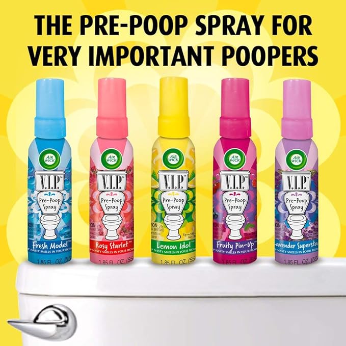 Air Wick V.I.P. Pre-Poop Toilet Spray | Rosy Starlet Scent | Contains Essential Oils | Travel Size Air Freshener | Up to 100 uses - 1.85 Ounce (Pack of 2)