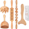 Komogir Wood Therapy Massage Tools 5-in-1 Lymphatic Drainage Massager Maderoterapia Kit Wooden Massager Body Sculpting Tools for Muscle Pain Relief, Anti-Cellulite, Body Contouring and Shaping