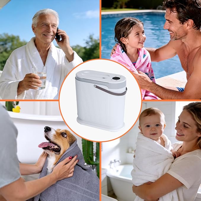 30L Large Towel Warmer, Rapid Dry & Heated 2 in 1 Towel Warmer Bucket for Bathroom, Fits Up to Three 45"X70" Oversized Towels or One Large Blanket, 24-Hour Timer and Auto Shut Off, White