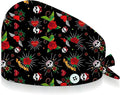 Adjustable Scrub Cap with Buttons & Sweatband, Working Hat with Elastic Tie Back, Unisex Nurse Surgical Caps for Women & Men