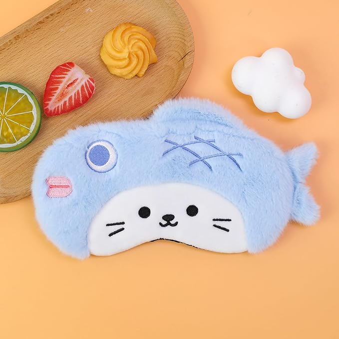 PERFECTSIGHT Sleep Eye Masks, Cute Sleep Eye Cover Lightweight Adjustable Eyeshade Mask Cover for Women Men Sleep Travel Nap, Blue Fish