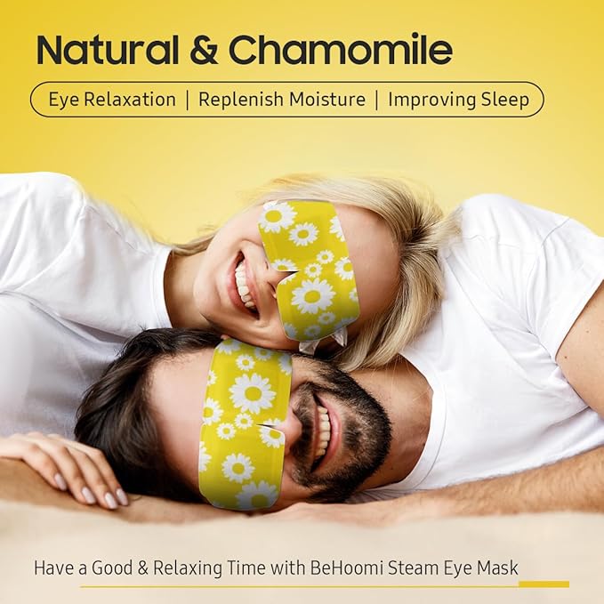 BeHoomi Steam Eye Mask, 10Packs Heated Eye Mask, Self Heating Disposable SPA Warm Compress for Eyes Sleep Mask, Travel Essentials & Relaxation Gifts for Women, Mothers Day Gifts (Chamomile Scent)