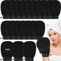 FoldTier 20 Pcs Exfoliating Glove Bulk Summer Exfoliator Mitt Body Scrubber 150d Viscose Fiber Skin Korean Scrub Mitt for Spa Massage Dead Skin Remover for Men and Women(20 Pcs,Black)
