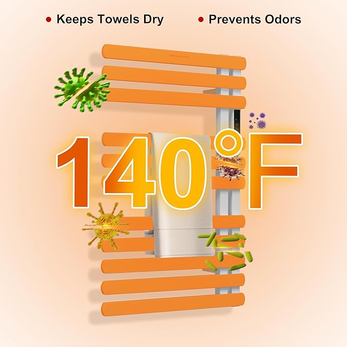 Electric Towel Warmer Rack,Heating Towel Warmer, Timer & Temperature Control, 11 Bar Stainless Steel Towel Heater for Bathroom, White, Plug-in(31.5x19.69x4.92in) Nordic Style