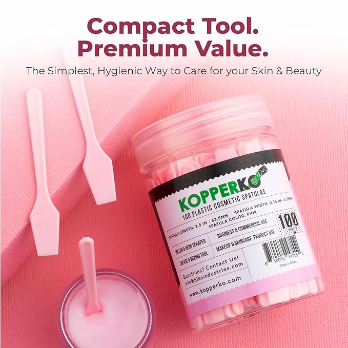 Kopperko Mini Face Cream Spatula (2.5", 500 Pack) - Small Lotion Spatula Tool for Skincare, Creams & Crafts | Skincare Applicator for Mixing, Cosmetic, Face Mask | Disposable Makeup Paddles | Pink
