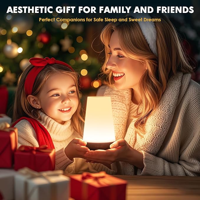 Auxmir LED Night Light Bedside Lamp Touch and Remote Control Dimmable Tabletop 13 RGB Colors Changing 5 Brightness Adjustable Rechargeable Portable Lamp for Baby Kids Nursery Bedroom Bathroom Camping