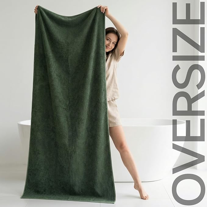 REDKISS Pack of 1 Jumbo Bath Sheet, 40 x 80 Inches Microfiber Oversized Bath Towel for Bathroom, Extra Large & Lightweight, Quick-Dry, Super Soft & Highly Absorbent, Perfect to Wrap Yourself In, Olive