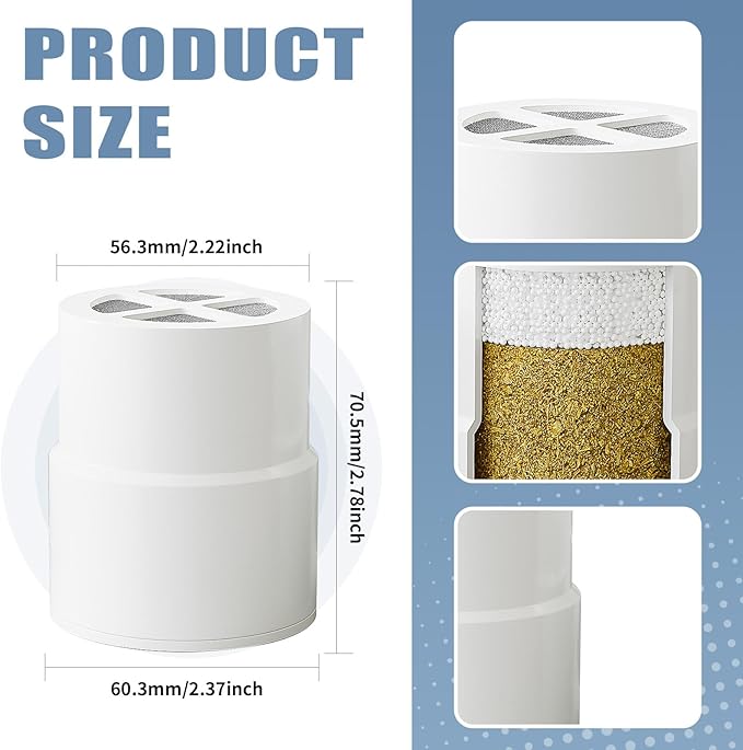 3-Pack Replacement Filter for JOLIE Shower Head, Compatible with JOLIE Shower Filter Cartridge, Reduces Chlorine, Heavy Metals & Impurities, Softens Skin & Hair