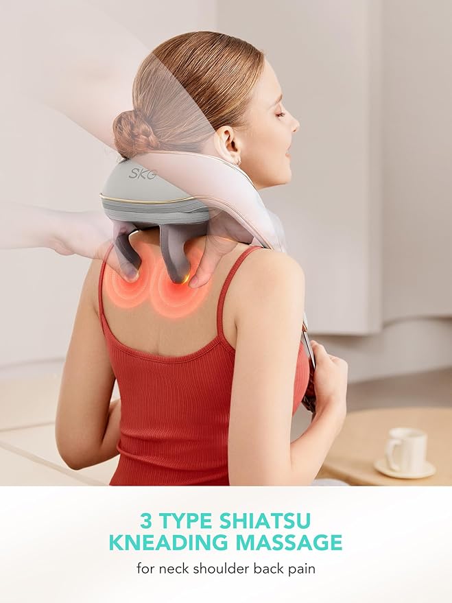 SKG 2025 Neck Massager for Pain Relief, Deep Tissue 6D Kneading with Heat, Cordless Neck & Shoulder Massage, Valentine Gift for Men & Women, H5 Mini