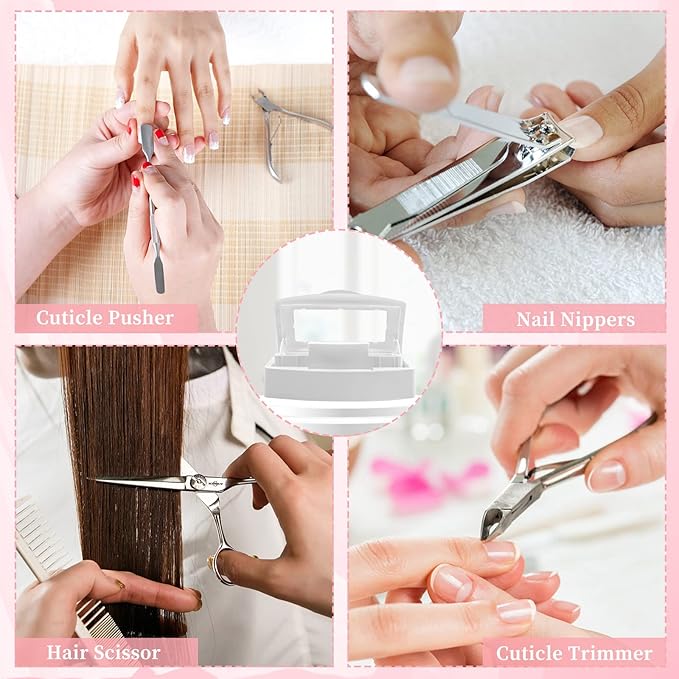 Nail Tool Sterilizer Box, Plastic Sterilizing Tray, Plastic Clean Sterilizing Box Storage Organizer for Nail, Tweezers, Eyelash Extensions, Hair Salon, Spa & Cutter Manicure Equipment(White)