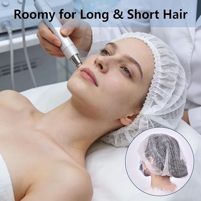 160 Pcs Disposable Bouffant Caps, 21 Inch Stretch, Disposable Hair Net for Beauty & Food Service, Spray Tan Use, White Non-Woven