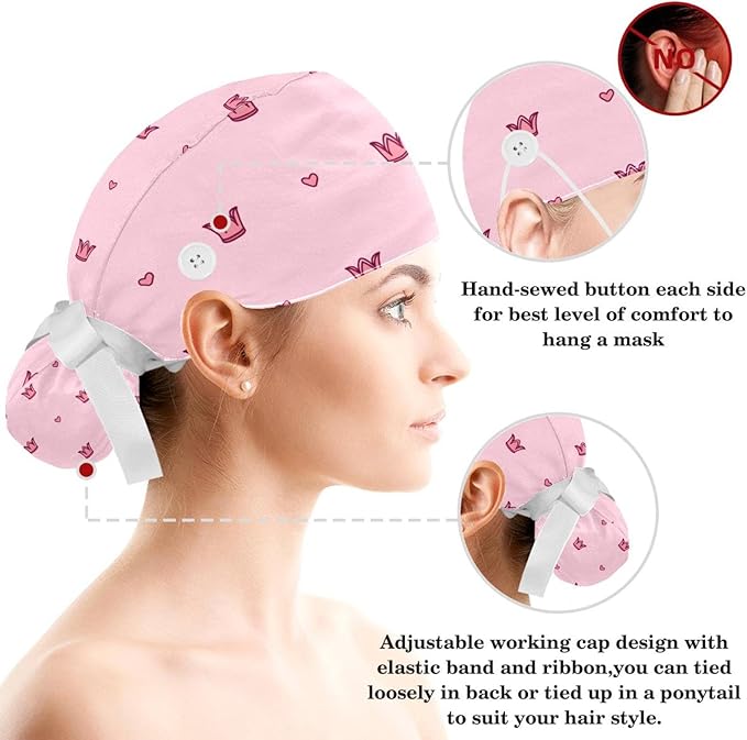 Women's Working Caps with Scrunchies Tarot Pattern Background Lace-Up Hat Unisex Hair Covers One Size