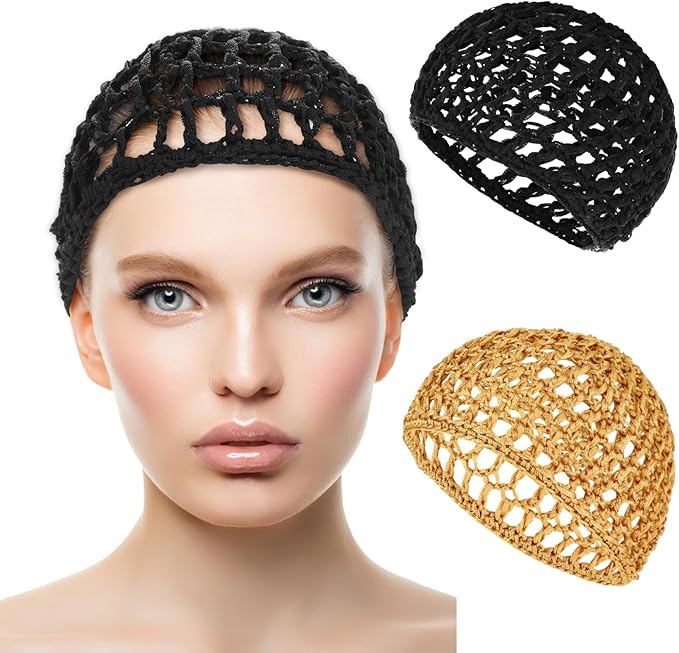 WLLHYF Wig Cap Thick Long Hair Caps Adjustable Net Mesh Braided Weaving Making Crochet Sew Weave Fishnet Grip Headband