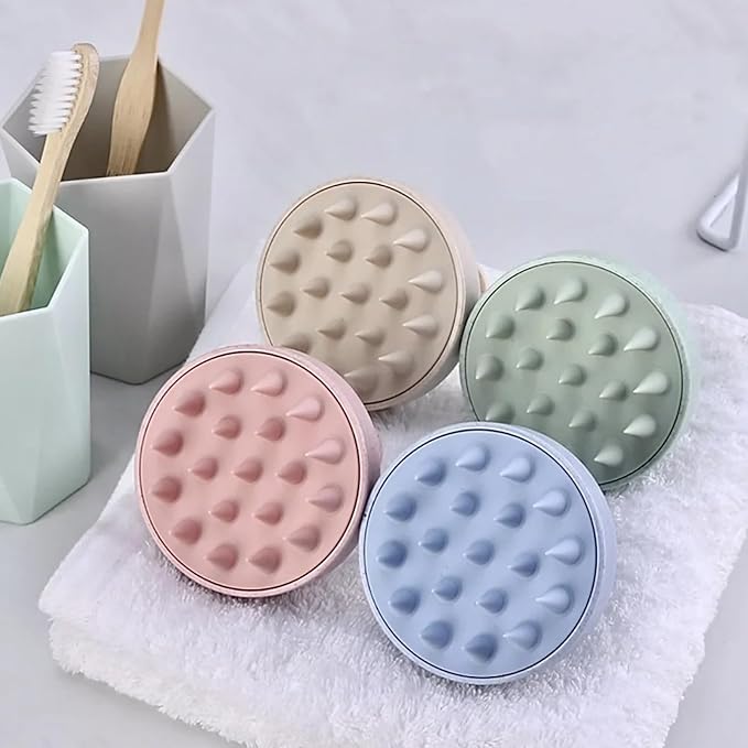 INVODA 4PCS Scalp Massage Brushes Ultra-Soft Silicone Shampoo Brushes for Deep Cleaning & Relaxation – Gentle Hair Care for All Hair Types (Men, Women, Pets) Ergonomic Shower Brush Set