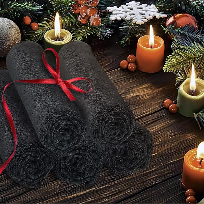 UNIMADE 24 Pack Salon Towels - Highly Absorbent and Quick Drying Hand Towels, Premium Wash Cloths for Bathroom, Gym, Shower, Hotel, and Spa - 16x27 inch (Black)
