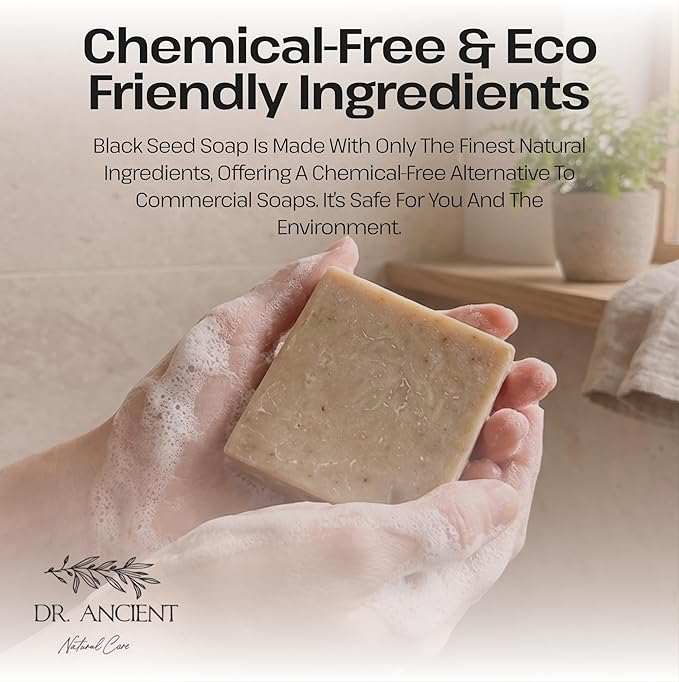 Dr. Ancient Black Seed Soap Bar – Organic, Natural, Vegan Handmade Soap with Black Seed Oil for Deep Cleansing and Hydration, Chemical-Free and Eco-Friendly, Suitable for All Skin Types