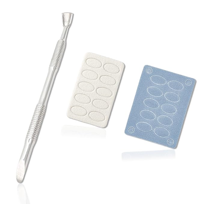Pre-treatment Cuticle Pusher, Russian Prep Nail Pushers, Dual Ended Cuticle Remover with 100/180 Grit Sandpaper Sheets, Nail Care for Manicure Pedicure Nail Art