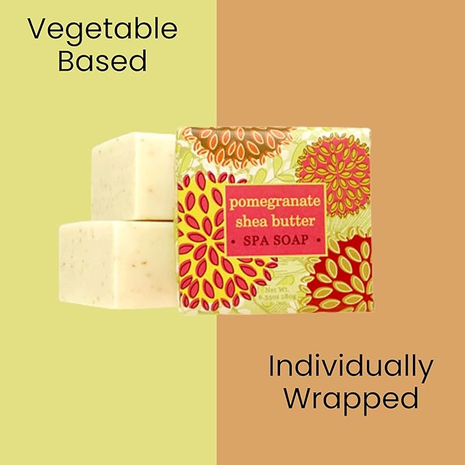 Greenwich Bay Mini Botanical Soap Bars – 12 Pack 1.9 oz Each – Individually Wrapped Guest Soaps for Airbnb, Spa, Travel, Bath – Travel Size Bar Soap Set, Pomegranate