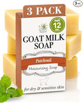 Southern Natural Goat Milk Soap Bar (Patchouli 3 Pack) For Dry Sensitive Skin. Natural, Handmade Soap For Men, Women, Kids & Baby. Use On Face & Body