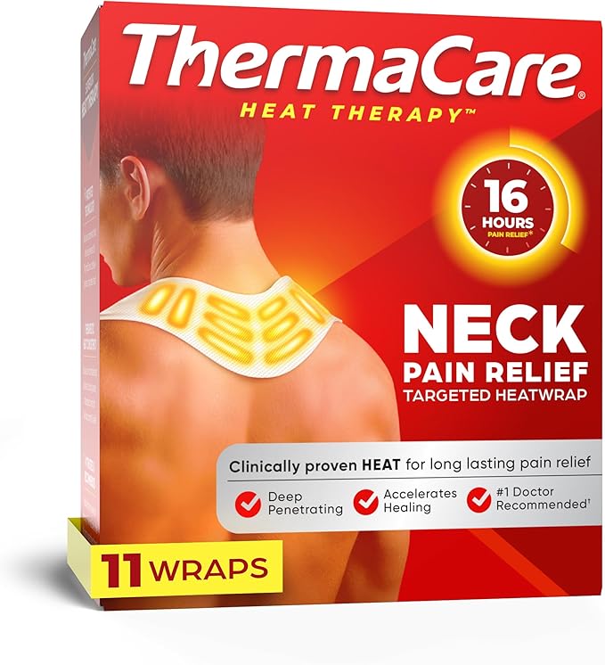 ThermaCare Heat Wraps for Neck & Shoulder Pain Relief - Portable Adhesive Heating Pads with 16-Hour Therapeutic Heat - Drug-Free Muscle & Joint Soothing Patches (11-Count)