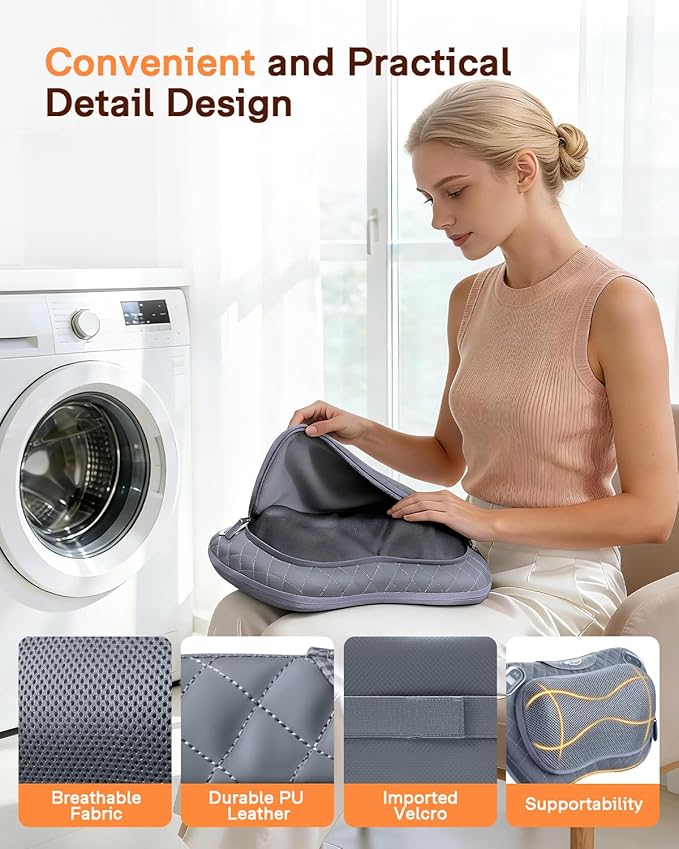 ALLJOY Cordless Neck and Back Massager with Heat & LCD Display - Rechargeable Shiatsu Massage Pillow for Muscle Pain Relief, Use While Charging, Gifts for Women Men