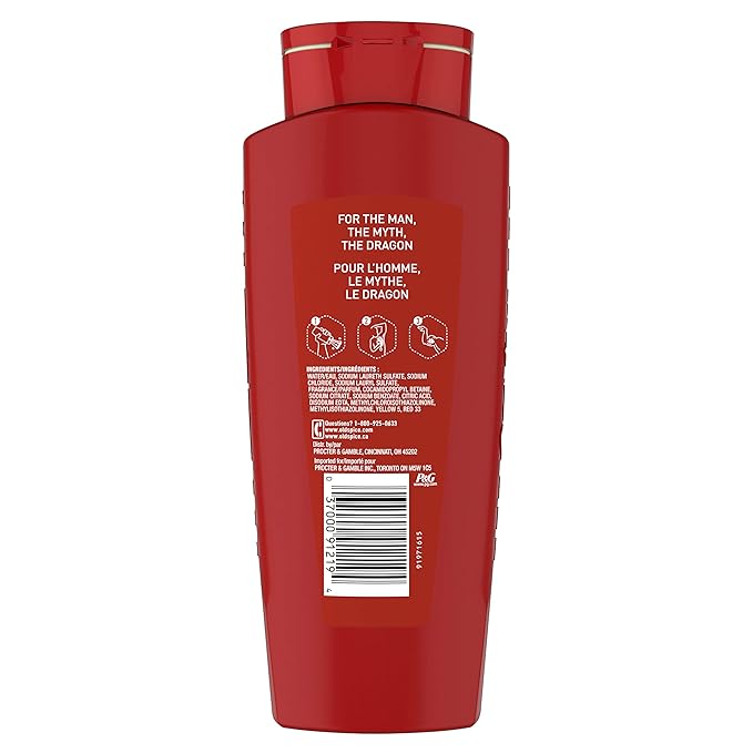 Old Spice Body Wash for Men, Wild Collection Dragonblast Scent, 21 Fl Oz, Red (Pack Of 4)