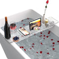 Expandable Bathtub Trays for Tub,Acrylic Bath Shelf Over Tub,with Non-Slip Design iPad Holder for Books Phone，Suitable for Bathtubs with an Internal Width of up to 28 Inch